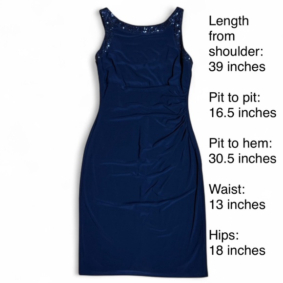 American Living Dresses & Skirts - American Living Navy Blue Sequin Trim Ruched Sheath Dress - Size 6